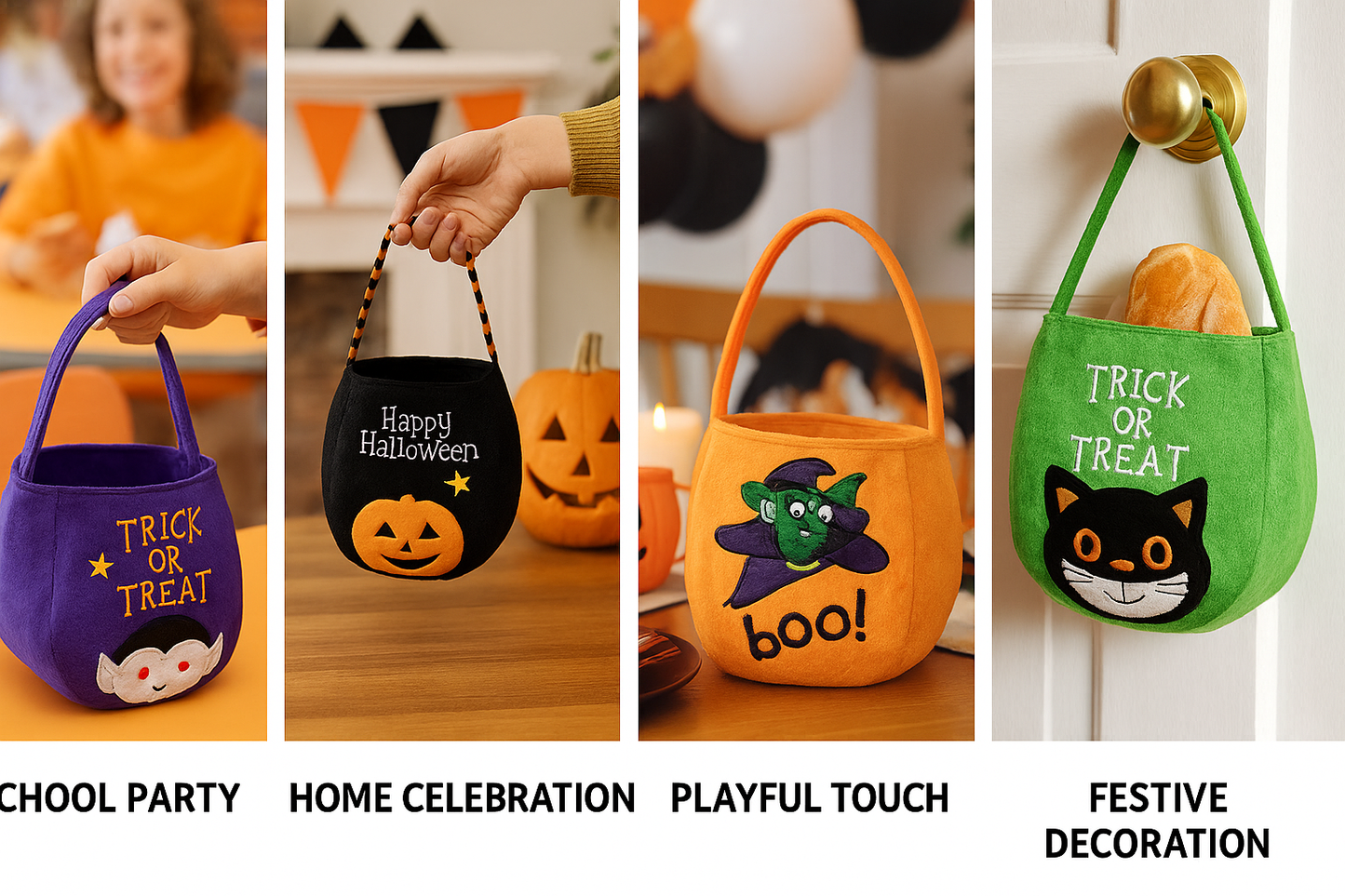 Plush Pumpkin Candy Tote – Reusable Halloween Trick-or-Treat Bag & Fall Accessory