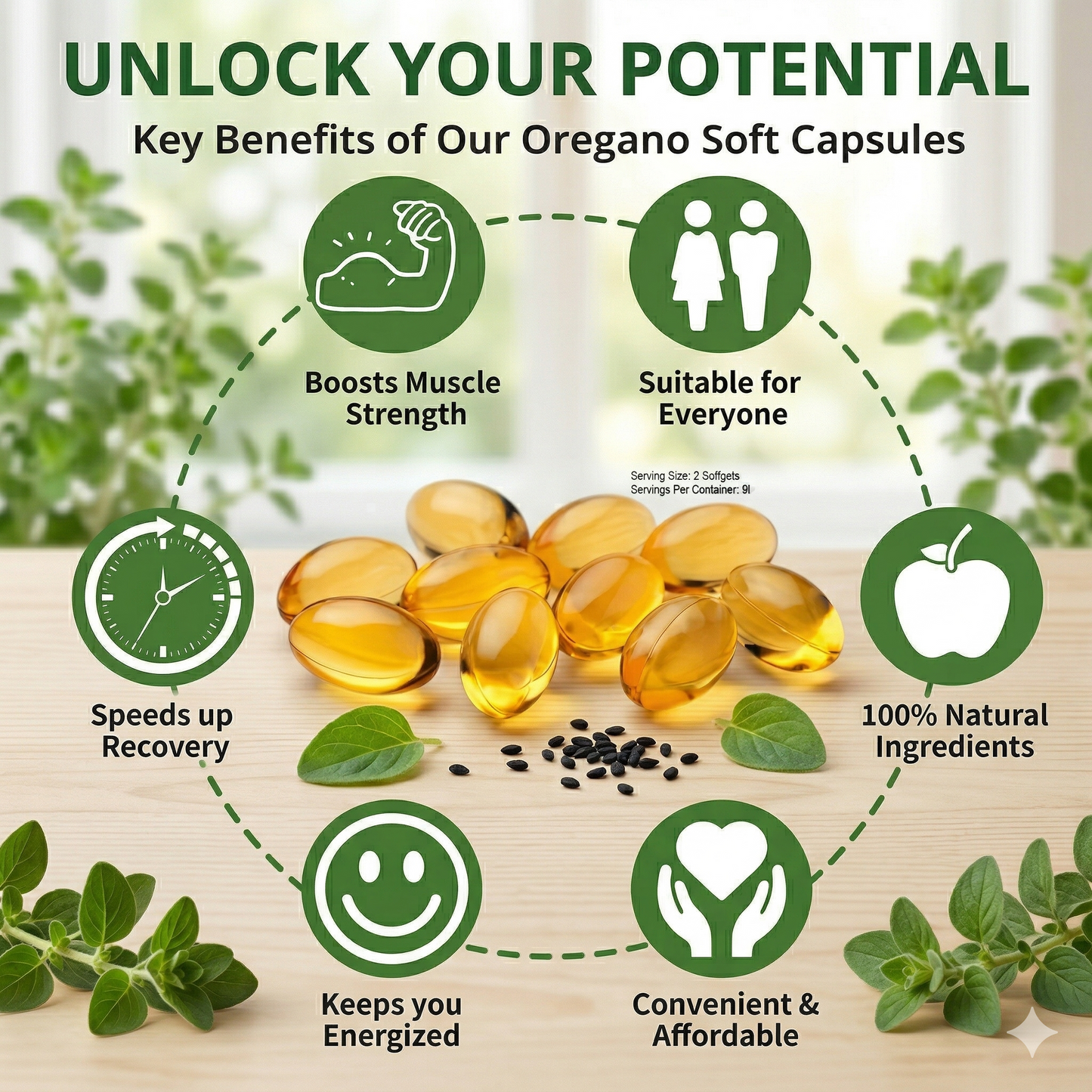 Oil of Oregano + Black Seed Oil Softgels – Immune & Digestive Support (180 Count)