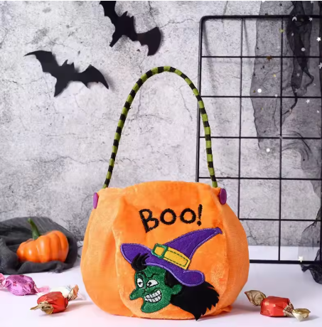 Plush Pumpkin Candy Tote – Reusable Halloween Trick-or-Treat Bag & Fall Accessory