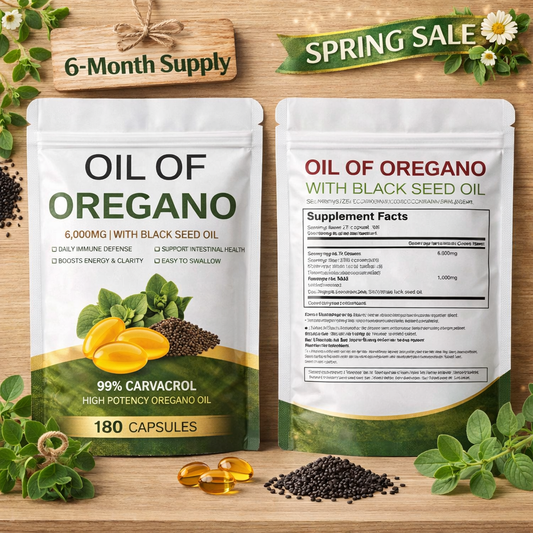 Oil of Oregano + Black Seed Oil Softgels – Immune & Digestive Support (180 Count)