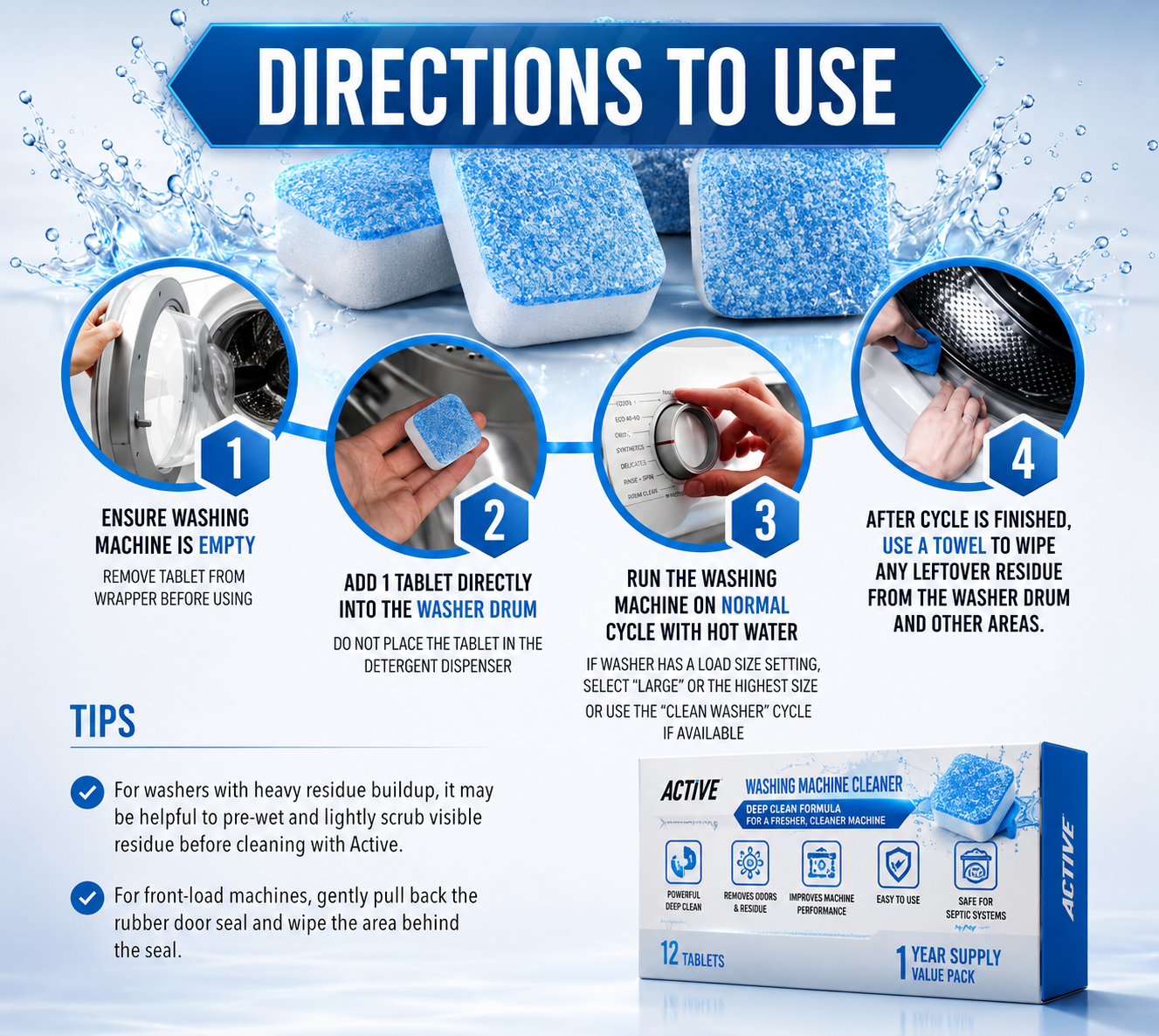 Washing Machine & Dishwasher Cleaner Tablets Bundle