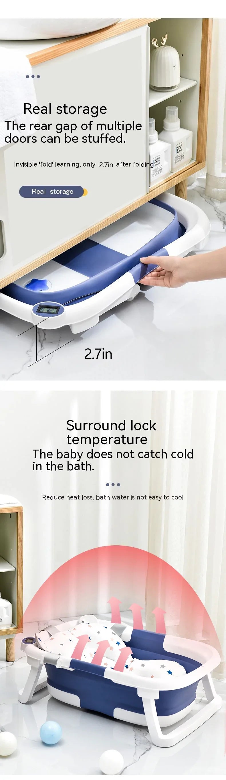 Real-time Temperature Silicone Baby Take A Bath Bathtub Non-Slip Foot Bath