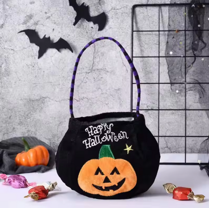 Plush Pumpkin Candy Tote – Reusable Halloween Trick-or-Treat Bag & Fall Accessory