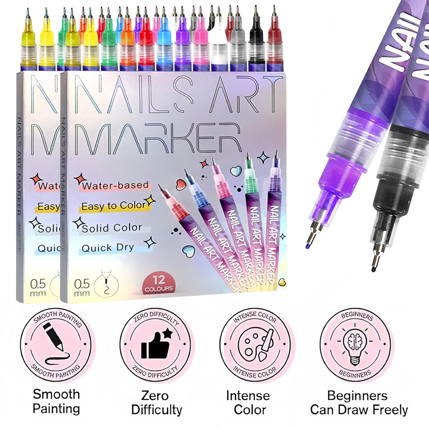 Vibrant Nail Art Pens Set