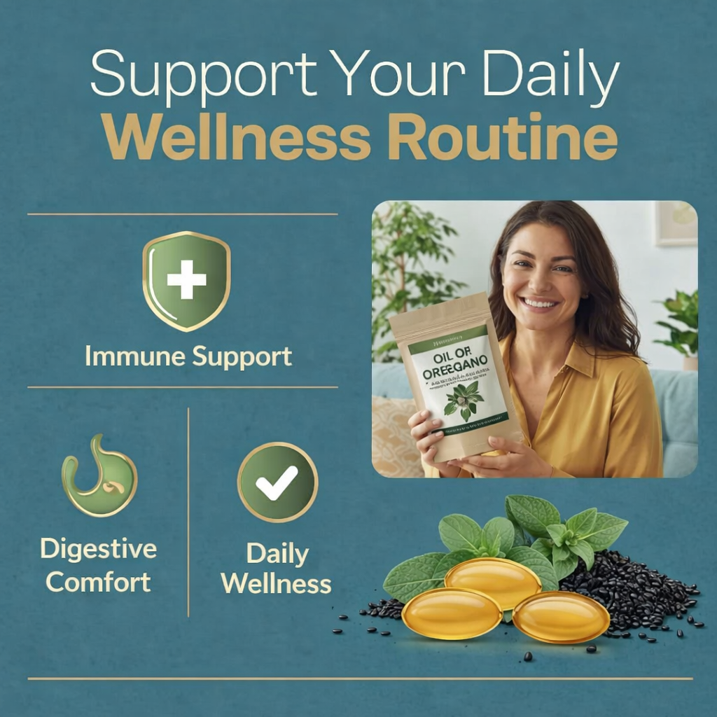 Oil of Oregano + Black Seed Oil Softgels – Immune & Digestive Support (180 Count)